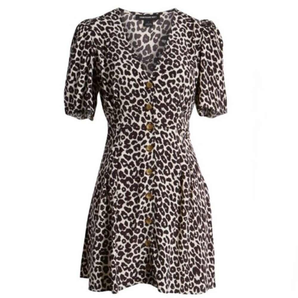 Something Navy Leopard Print Button Minidress Puf… - image 4